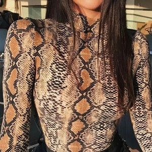 Snakeskin long sleeve body suit